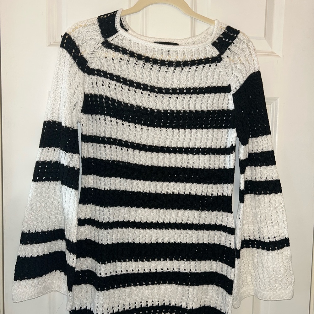 Black and White Striped Women’s Swimsuit Coverup